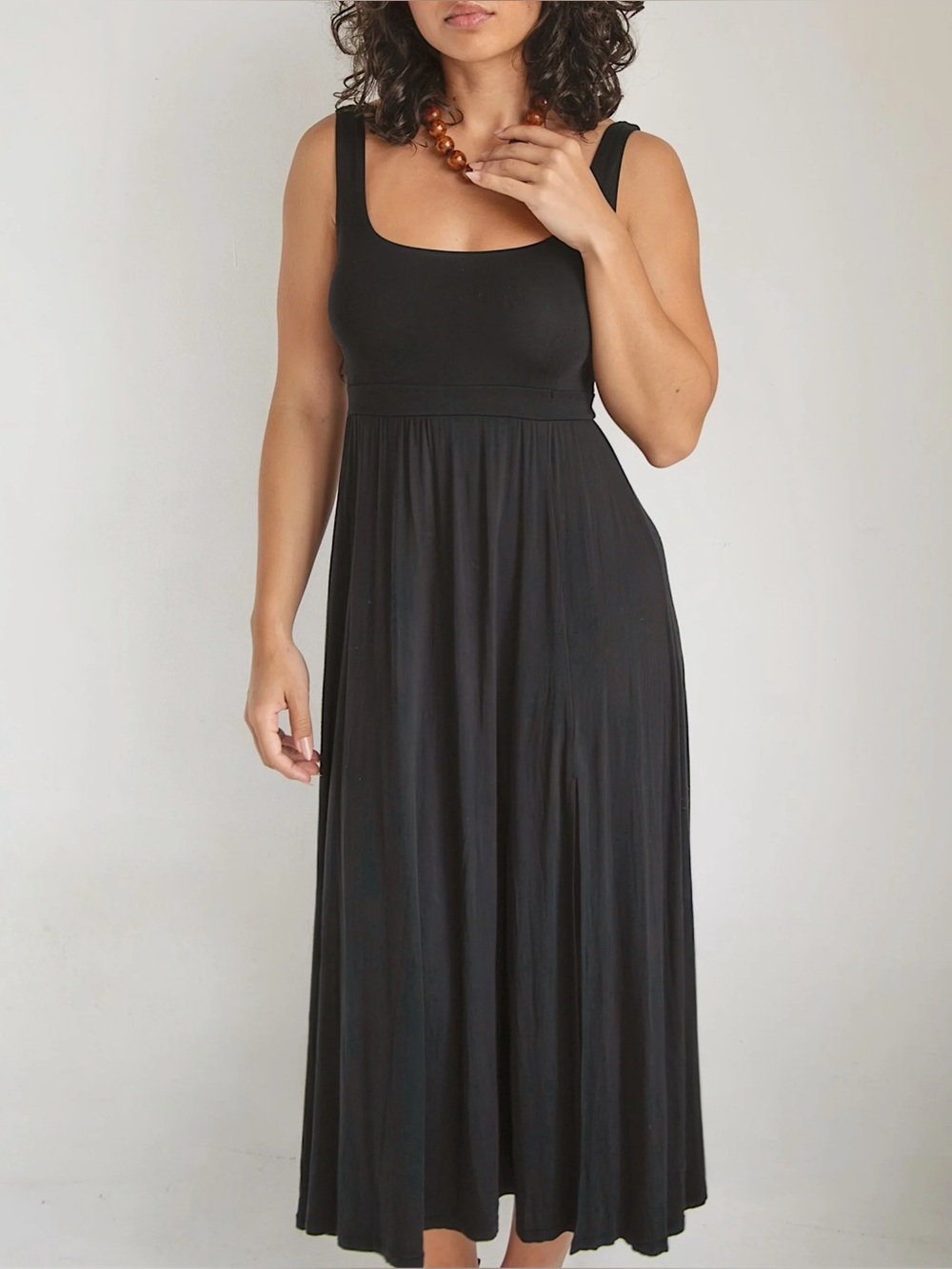 Aritzia Wilfred Market Midi Dress in Black Dark Charcoal Gray
